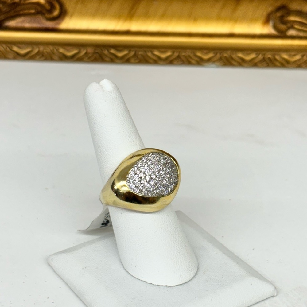 Seri Gold-Tone Stainless Steel Pave Crystal Statement Ring